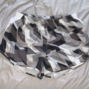 Black gray and white geometric Nike short